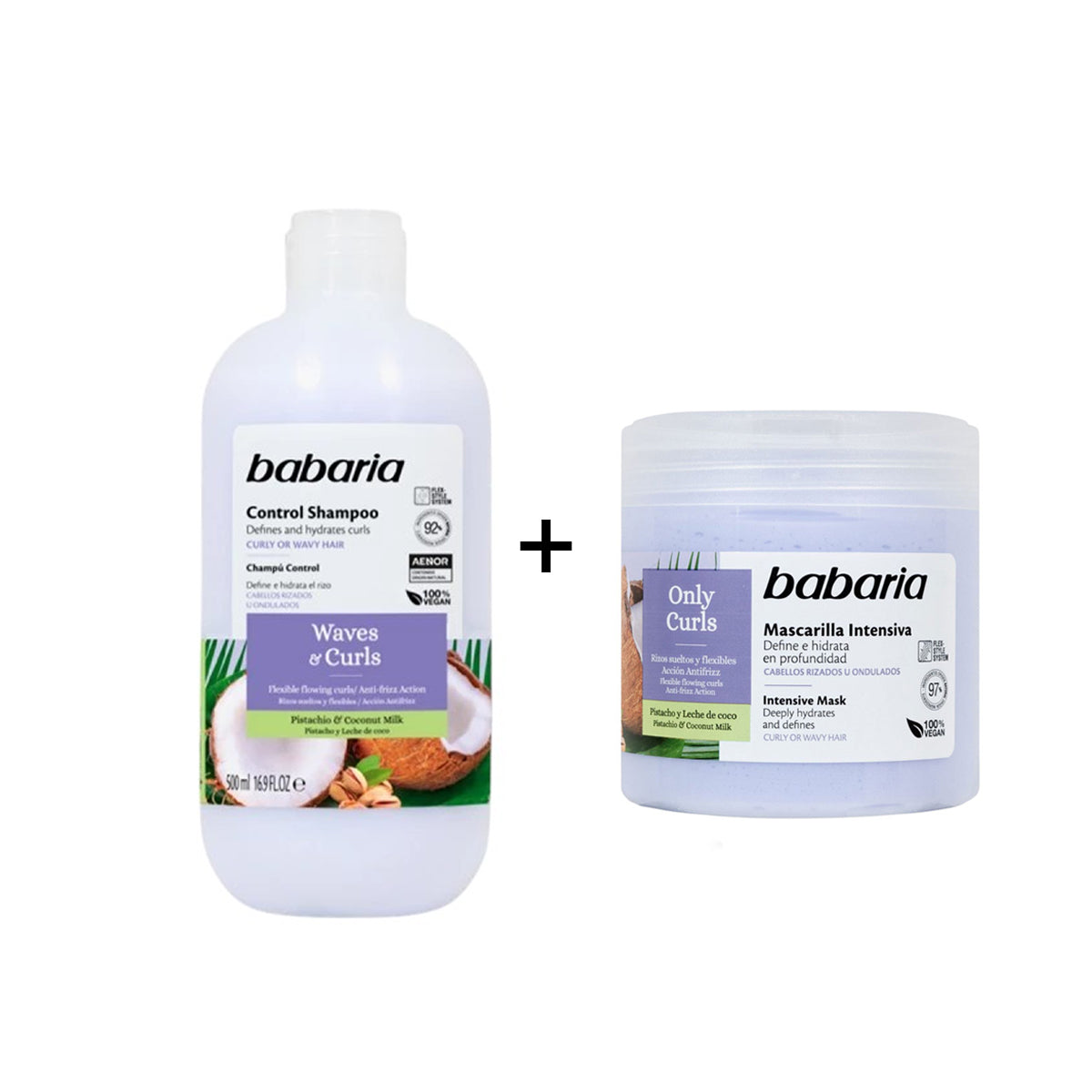 Babaria Only Curls Control Shampoo 500ml + Babaria Only Curls Intensive Mask 400ml Offer